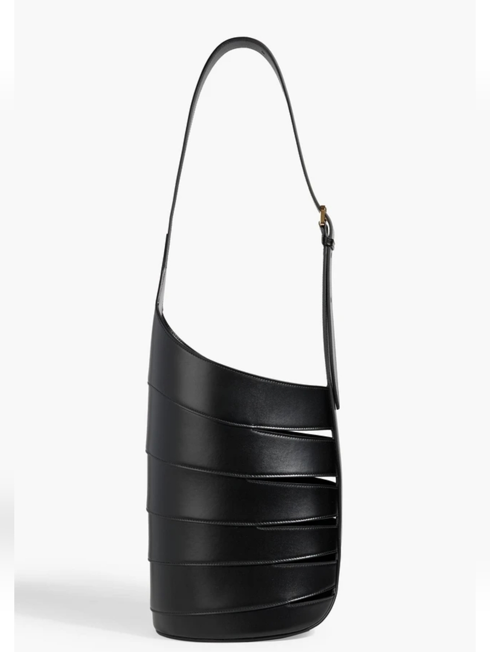 Alaia Designer Calf Leather Purse Black Womens Leather Bucket Shoulder Bag Italy - Picture 2 of 9